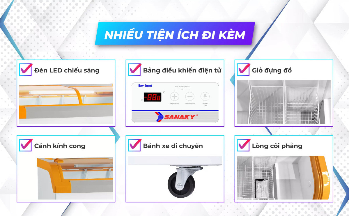 Tủ đông Sanaky 750L VH-1099KA-tiện ích