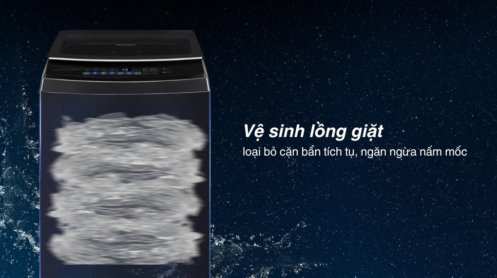 Máy giặt Sharp Inverter 13 kg ES-TM130CD-DS-Vệ sinh lồng giặt