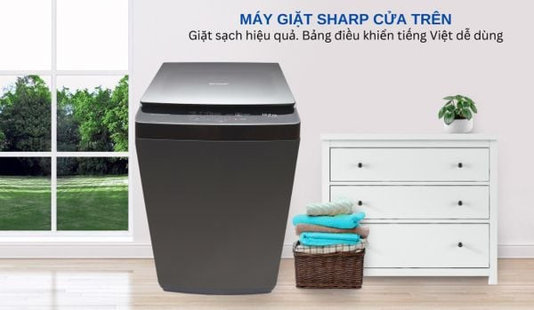 Thiết kế máy giặt Sharp cửa trên 10kg