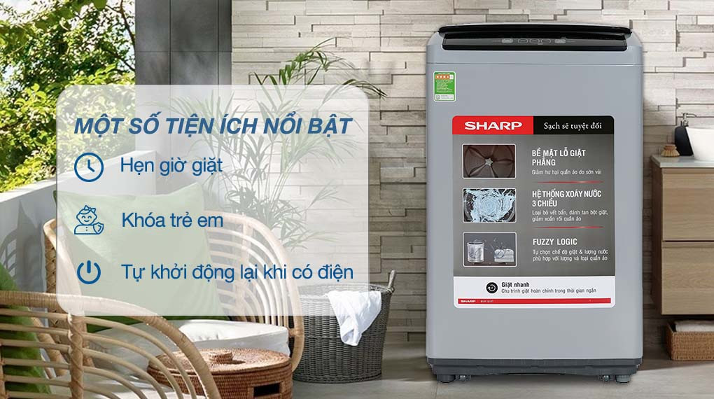 Máy giặt Sharp 7.5 Kg ES-Y75HV-S - Thiết kế