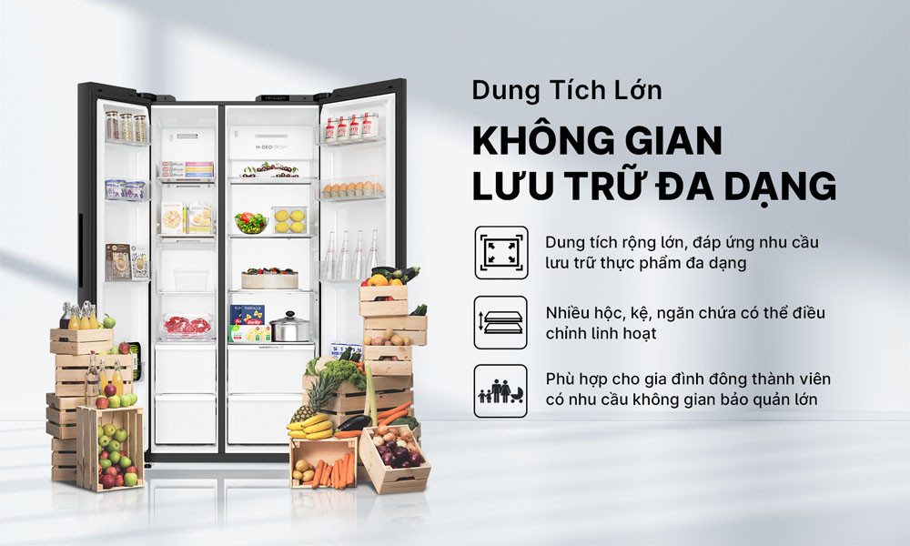 Tủ Lạnh Aqua Inverter 569 Lít AQR-S633XA(SL)-dung tích