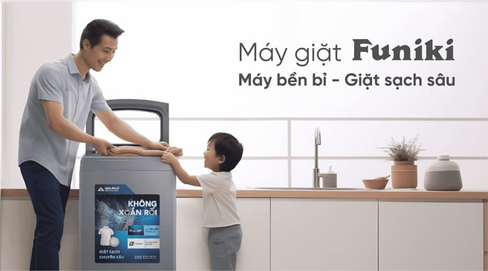 Máy giặt Funiki 9.5kg HWM T695ABG Lồng đứng-vận hành bền bỉ