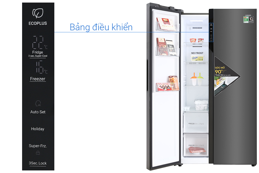 Tủ Lạnh Aqua 541 Lít Inverter AQR-S541XA(BL) (2 cánh)