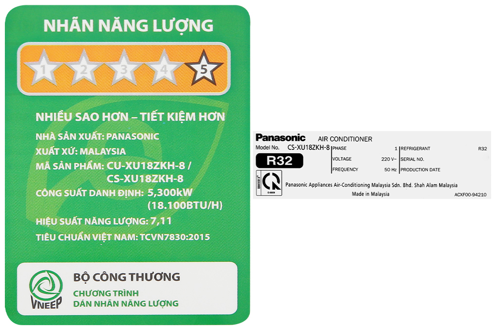 Điều hoà Panasonic inverter 1 chiều 18.000BTU CU/CS-XU18ZKH-8