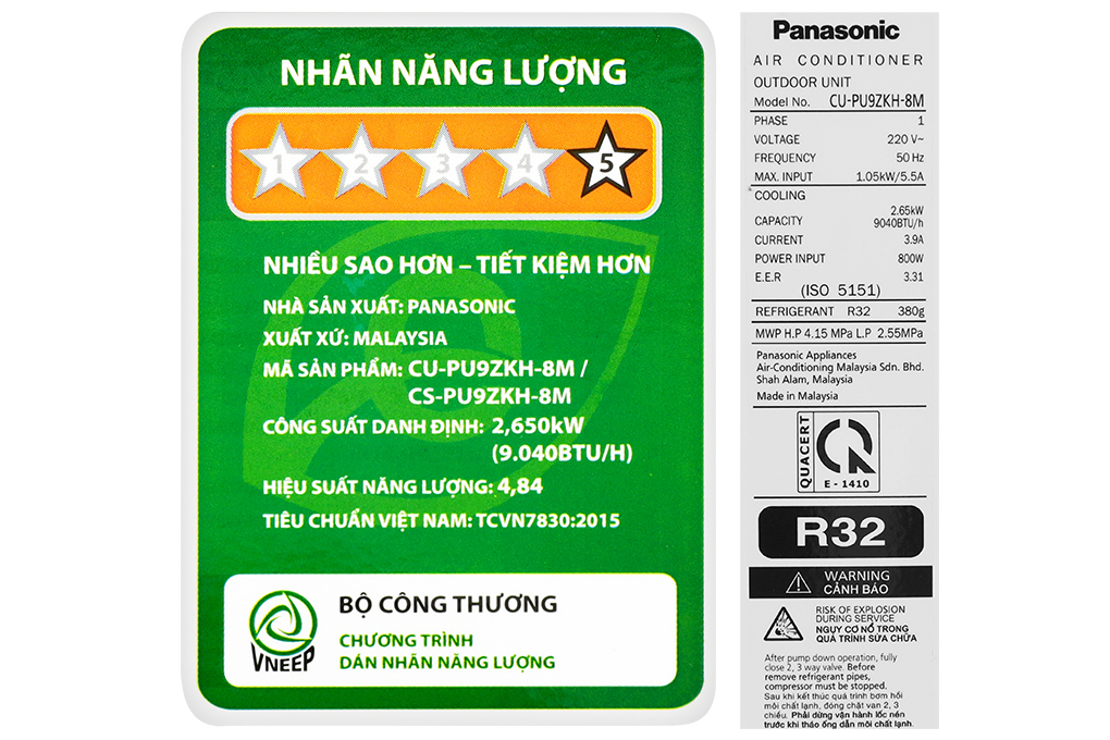 Điều hoà Panasonic 1 chiều Inverter 9.040BTU CU/CS-PU9ZKH