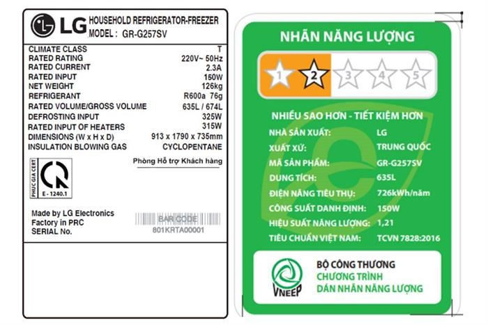 Tủ lạnh LG Inverter 635 lít Side By Side InstaView GR-G257SV