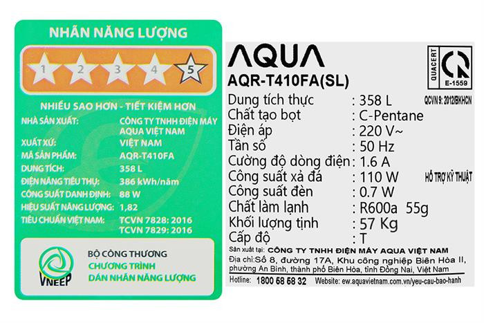 Tủ lạnh Aqua Inverter 358 lít AQR-T410FA(SL)