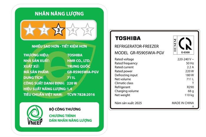 Tủ lạnh Toshiba Inverter 711 lít Side By Side GR-RS905WIA-PGV(22)-XK
