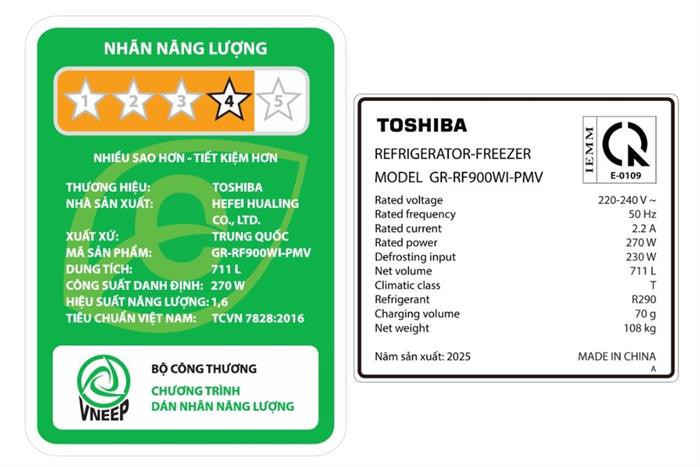 Tủ lạnh Toshiba Inverter 711 lít Multi Door GR-RF900WI-PMV(06)-MG