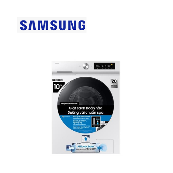 Máy giặt Samsung Bespoke AI EcoBubble Inverter 10 kg WW10DB7U34GWSV Lồng ngang