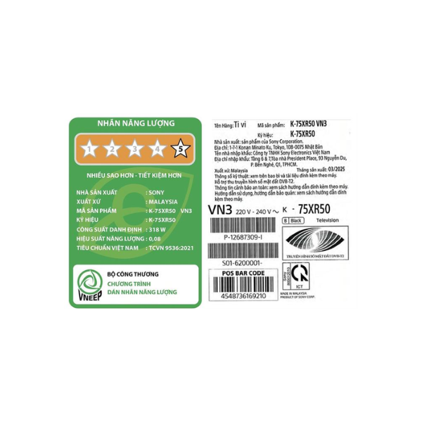 Google Tivi Mini LED Sony AI 4K 75 inch K-75XR50